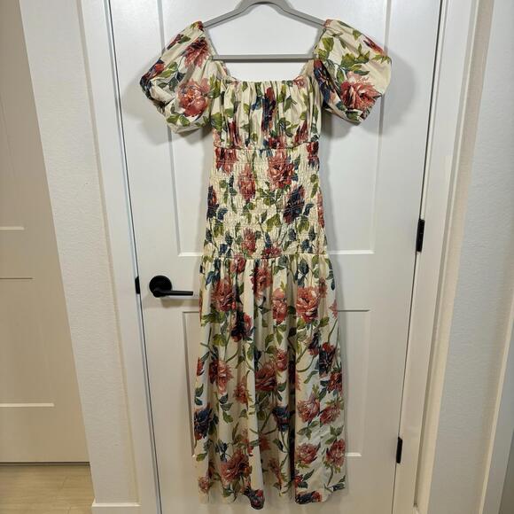 NWT Abercrombie & Fitch Smocked Drop Waist Maxi Dress Floral Dress Size S Tall - Picture 2 of 9